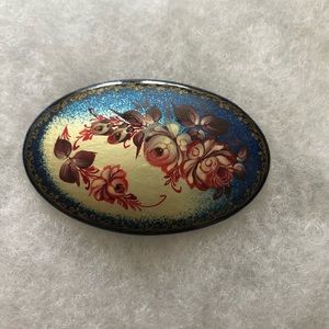 Vintage Russian hand painted Broché with gold leaf